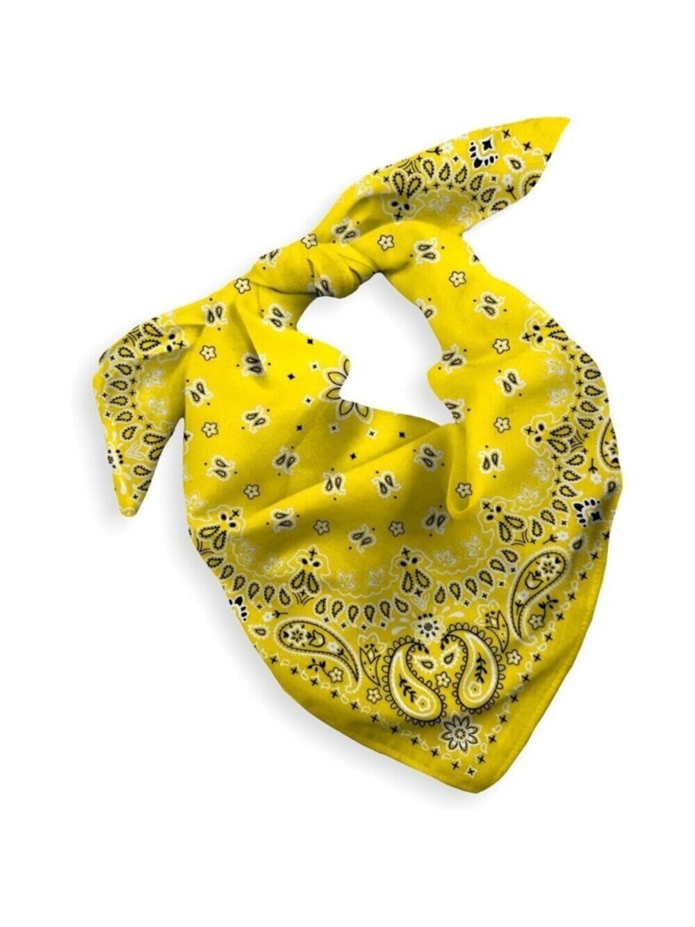 Women's Yellow Cotton Bandana Large Cowgirl Imported Handkerchief Headband Scarf